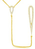 ESTATE .40CT DIAMOND 14K YELLOW GOLD ROUND CLASSIC ELONGATED LARIAT FUN NECKLACE