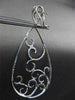 ESTATE MASSIVE .68CT DIAMOND 14KT WHITE GOLD FILIGREE TEAR DROP HANGING EARRINGS