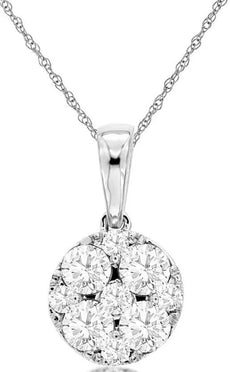 1.0CT DIAMOND 14KT WHITE GOLD ROUND INVISIBLE 3D CIRCULAR FUN FLOATING PENDANT