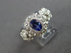 WIDE 1.40CT DIAMOND & AAA TANZANITE 14KT WHITE GOLD OVAL & ROUND FLOWER FUN RING