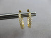ESTATE .46CT DIAMOND 18K YELLOW GOLD 3D CLASSIC OVAL HUGGIE FUN HANGING EARRINGS