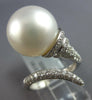 EXTRA LARGE .79CT DIAMOND & AAA SOUTH SEA PEARL 18KT WHITE GOLD CRISS CROSS RING
