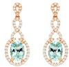 ESTATE 1.77CT DIAMOND & AAA AQUAMARINE 14KT ROSE GOLD OVAL HALO HANGING EARRINGS