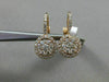 ESTATE .86CT DIAMOND 18K ROSE GOLD 3D CLUSTER CLASSIC LEVERBACK HANGING EARRINGS