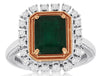 2.25CT DIAMOND & AAA EMERALD 14KT WHITE & ROSE GOLD EMERALD CUT ENGAGEMENT RING