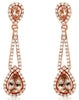 2.41CT DIAMOND & AAA MORGANITE 14KT ROSE GOLD TEAR DROP CLASSIC HANGING EARRINGS