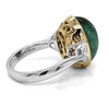 LARGE 11.55CT DIAMOND & AAA EMERALD 18K 2 TONE GOLD OVAL 3 STONE ENGAGEMENT RING