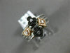 .05CT DIAMOND 14KT WHITE BLACK & ROSE GOLD 3D HEART FLOWER MULTI STACKABLE RING