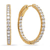 ESTATE 1.48CT DIAMOND 14KT YELLOW GOLD 3D ROUND INSIDE OUT HOOP HANGING EARRINGS
