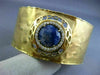 ESTATE WIDE 4.97CT DIAMOND & AAA SODALITE 18KT YELLOW GOLD CUFF BANGLE BRACELET