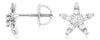 .25CT DIAMOND 14KT WHITE GOLD 3D ROUND & BAGUETTE STAR SCREWBACK STUD EARRINGS