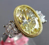 EXTRA LARGE 4.55CT WHITE & FANCY YELLOW DIAMOND 18K 2 TONE GOLD ENGAGEMENT RING
