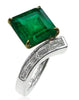 LARGE 5.13CT DIAMOND & AAA COLOMBIAN EMERALD 18KT TWO TONE GOLD ENGAGEMENT RING