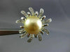 ESTATE LARGE .42CT DIAMOND & AAA SOUTH SEA PEARL 14KT WHITE GOLD FLOWER EARRINGS