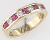 .79CT DIAMOND & AAA RUBY 14KT YELLOW GOLD CHANNEL SEMI ETERNITY ANNIVERSARY RING