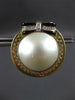 LARGE .22CT DIAMOND & AAA PEARL 18K YELLOW GOLD CIRCULAR CLIP ON EARRINGS #27180