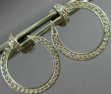 ESTATE .62CT DIAMOND 18KT WHITE GOLD 3D SIDEWAYS ROUND NAIL FUN HOOP EARRINGS