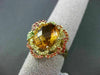 ANTIQUE LARGE 8CT EXTRA FACET MULTI COLOR GEMSTONE 18KT YELLOW GOLD FLOWER RING