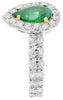 LARGE 4.58CT DIAMOND & AAA EMERALD 18KT 2 TONE GOLD ROUND & OVAL ENGAGEMENT RING
