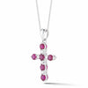 ESTATE .41CT DIAMOND & AAA RUBY 14KT WHITE GOLD CLASSIC CROSS FLOATING PENDANT
