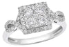 ESTATE .84CT DIAMOND 18K WHITE GOLD ROUND CLUSTER SQUARE HALO INFINITY LOVE RING