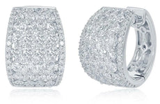 LARGE 4.32CT DIAMOND 14KT WHITE GOLD 3D INVISIBLE MULTI ROW HUGGIE HOOP EARRINGS