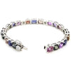 26.02CT DIAMOND & AAA MULTI COLOR SAPPHIRE 18K WHITE GOLD ETERNITY CUFF BRACELET