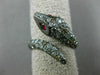 ESTATE LARGE .24CT MULTI COLOR DIAMOND & AAA RUBY 18KT BLACK GOLD SNAKE FUN RING