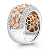 LARGE 3.10CT PINK & WHITE DIAMOND 18KT WHITE & ROSE GOLD 3 ROW ANNIVERSARY RING