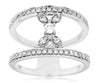 ESTATE WIDE .55CT DIAMOND 14KT WHITE GOLD SOLITAIRE FLOWER DOUBLE BAND FUN RING