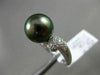 ESTATE .26CT DIAMOND 14KT WHITE GOLD 3D AAA TAHITIAN PEARL PAVE SOLITAIRE RING