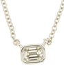 .12CT DIAMOND 14KT WHITE GOLD 3D BAGUETTE CLASSIC BEZEL SOLITAIRE LOVE NECKLACE