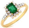 .90CT DIAMOND & AAA EMERALD 14KT YELLOW GOLD ROUND & SQUARE FRIENDSHIP LOVE RING