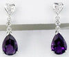 2.34CT DIAMOND & AAA AMETHYST 14K WHITE GOLD PEAR SHAPE & ROUND HANGING EARRINGS