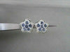 ANTIQUE 14KT WHITE GOLD 2.74CT DIAMOND & TANZONITE FLOWER STUD EARRINGS