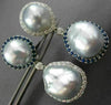 MASSIVE 4.35CT DIAMOND AAA SAPPHIRE & SOUTH SEA PEARL 18K WHITE GOLD 3D EARRINGS