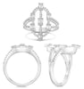 LARGE .64CT DIAMOND 14K YELLOW GOLD ROUND & BAGUETTE OVAL BY THE YARD FUN RING