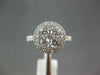 LARGE 1.32CT DIAMOND 14KT WHITE GOLD CLUSTER INVISIBLE FLOWER HALO FILIGREE RING