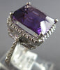 LARGE 5.75CT DIAMOND & AAA AMETHYST 14KT WHITE GOLD 3D CUSHION & ROUND HALO RING