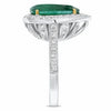LARGE 5.40CT DIAMOND & AAA EMERALD 18K 2 TONE GOLD 3D PEAR SHAPE ENGAGEMENT RING