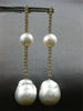 EXTRA LARGE 1.7CT DIAMOND & AAA SOUTH SEA PEARL 18K YELLOW GOLD HANGING EARRINGS