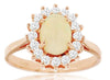 1.33CT DIAMOND & AAA OPAL 14KT ROSE GOLD 3D OVAL & ROUND FLOWER CLASSIC FUN RING
