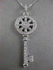 LARGE ESTATE .80CTW DIAMOND 14K WHITE GOLD HEART KEY PENDANT F/G VVS CHAIN 20160