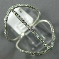 ESTATE LARGE .34CT DIAMOND 18KT WHITE GOLD 3D HANDCRAFTED DOUBLE ROW LOVE RING