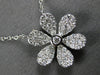 ESTATE .44CT DIAMOND 14KT WHITE GOLD 3D CLASSIC ROUND FLOWER LOVE NECKLACE