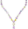 LARGE 55.24CT DIAMOND & AAA MULTI COLOR SAPPHIRE 18KT WHITE GOLD LARIAT NECKLACE