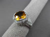 ANTIQUE WIDE 3.96CT DIAMOND & AAA EXTRA FACET CITRINE 14K WHITE GOLD 3D FUN RING