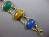 ANTIQUE EXTRA LARGE MULTI COLOR GEM 14KT YELLOW GOLD HANDCRAFTED BRACELET #27931