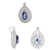 ESTATE 1.28CT DIAMOND & AAA SAPPHIRE 18KT WHITE GOLD PEAR SHAPE & ROUND PENDANT