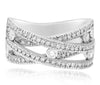 .75CT DIAMOND 18KT WHITE GOLD ROUND MULTI ROW CRISS CROSS CHANNEL INFINITY RING